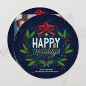 Prettige feestdagen Foto Krans Kaart Ronde (Voorkant / Achterkant)