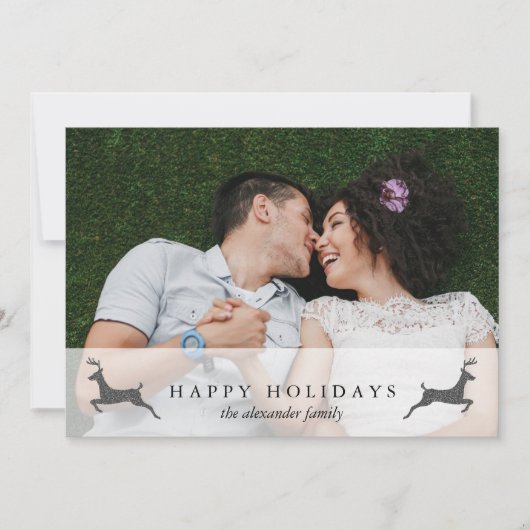 Prettige feestdagen Foto met hertenrode Kaart (Voorkant)