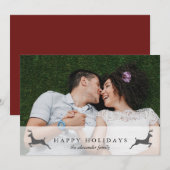 Prettige feestdagen Foto met hertenrode Kaart (Voorkant / Achterkant)