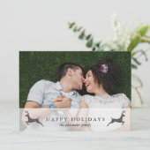 Prettige feestdagen Foto met hertenrode Kaart (Staand voorkant)