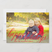 prettige feestdagen foto met rood handgeschreven s feestdagenkaart (Voorkant)