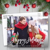 Prettige feestdagen Foto modern penseelscript Briefkaart