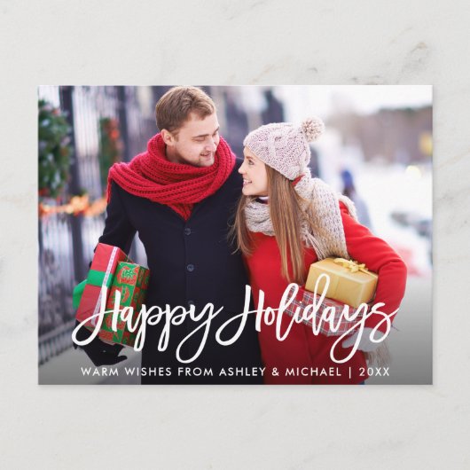 Prettige feestdagen Foto modern penseelscript Briefkaart (Voorkant)