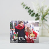 Prettige feestdagen Foto modern penseelscript Briefkaart (Staand voorkant)