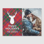Prettige feestdagen Foto Modern Rood Groen Plaid (Voorkant)