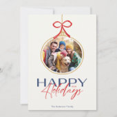 Prettige feestdagen Foto Ornament Vakantie Kaart (Voorkant)