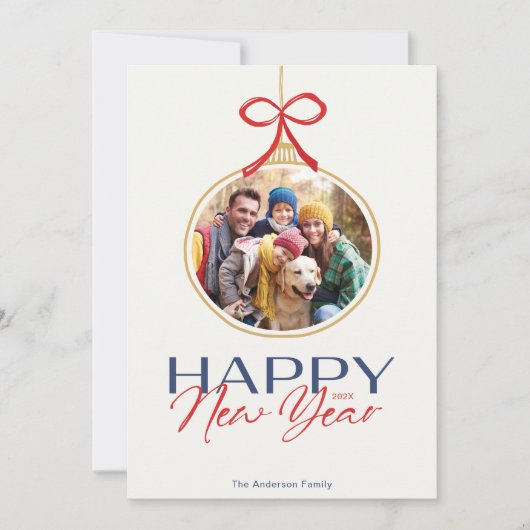 Prettige feestdagen Foto Ornament Vakantie Kaart (Voorkant)