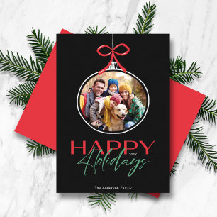 Prettige feestdagen Foto Ornament Vakantie Kaart
