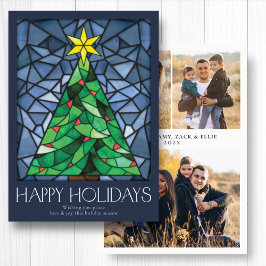 Prettige Feestdagen Foto Retro Marineblauw Feestdagenkaart