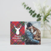 Prettige feestdagen Foto Rood Groen Plaid Tartan (Staand voorkant)