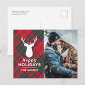 Prettige feestdagen Foto Rood Groen Plaid Tartan (Voorkant / Achterkant)