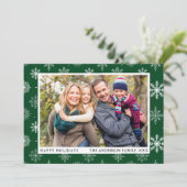 prettige feestdagen Foto Snowflakes Green Feestdagenkaart (Staand voorkant)
