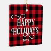 prettige feestdagen foto van Red Buffalo Plays Keramisch Ornament (Rechts)