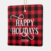 prettige feestdagen foto van Red Buffalo Plays Keramisch Ornament (Links)