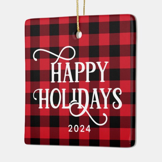 prettige feestdagen foto van Red Buffalo Plays Keramisch Ornament (Links)