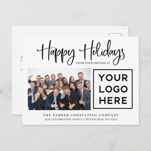 prettige feestdagen | Foto van uw bedrijf en uw Lo (Voorkant / Achterkant)