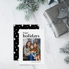 Prettige feestdagen Foto van White and Black Serif Feestdagenkaart