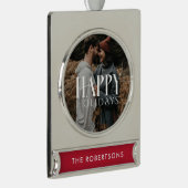 prettige feestdagen "" foto verzilverd banner ornament (Rechts)