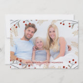 Prettige feestdagen Foto Winter Botanische rode be Feestdagenkaart (Voorkant)