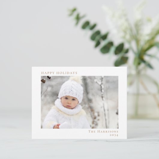 Prettige feestdagen Foto Wit Goud Kerst (Staand voorkant)