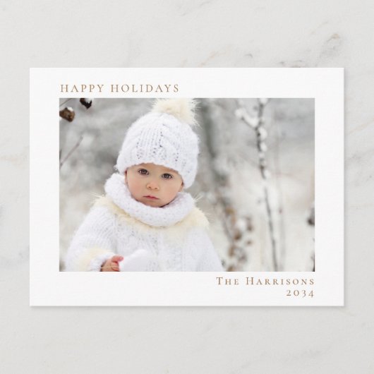 Prettige feestdagen Foto Wit Goud Kerst (Voorkant)