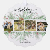 prettige feestdagen Fotocollage kerstflessen Ornament Kaart (Voorkant)