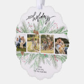 prettige feestdagen Fotocollage kerstflessen Ornament Kaart (Links)