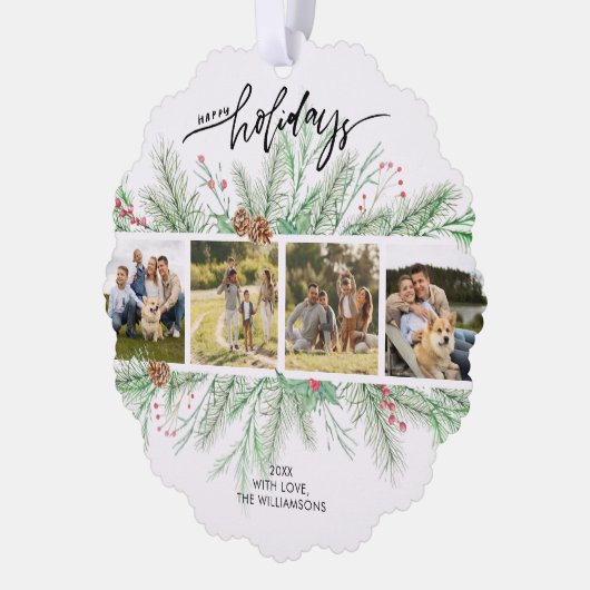 prettige feestdagen Fotocollage kerstflessen Ornament Kaart (Links)