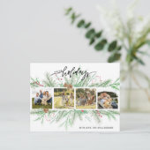 Prettige feestdagen Fotocollage Woodland Pine Boug Briefkaart (Staand voorkant)