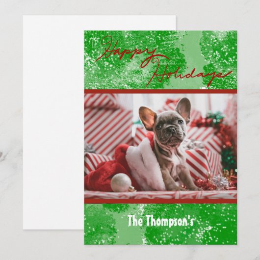 prettige feestdagen Fotokaart Green Red Snow Feestdagenkaart (Voorkant / Achterkant)