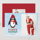 prettige feestdagen fotokaart met pinguïn - Kerstm Feestdagenkaart (Voorkant / Achterkant)