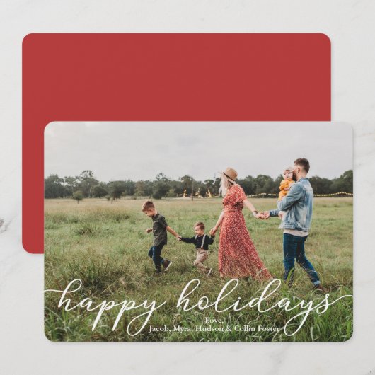 prettige feestdagen Fotokaart met script Kaart (Voorkant / Achterkant)