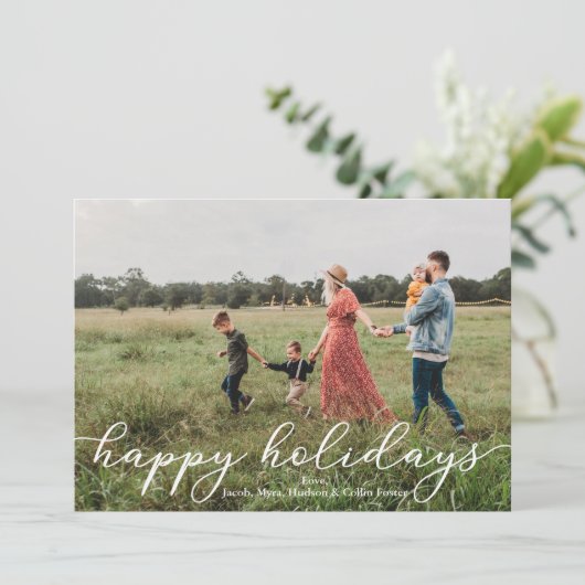 prettige feestdagen Fotokaart met script Kaart (Staand voorkant)