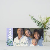 prettige feestdagen fotokaart Periwinkle Blue Feestdagenkaart (Staand voorkant)