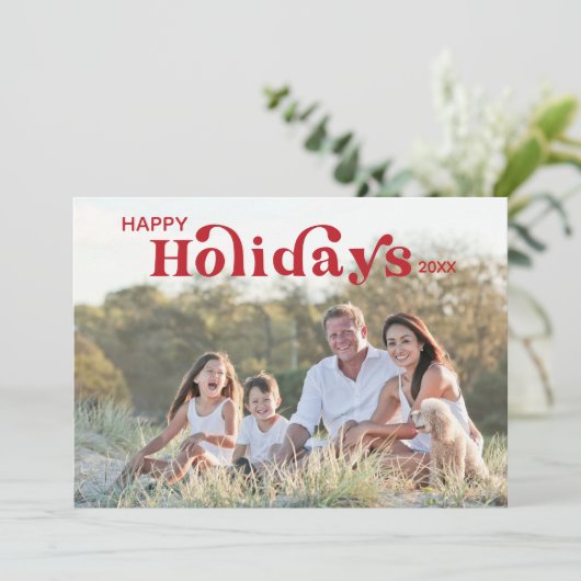 Prettige feestdagen Fotokaart - Rood Kaart (Staand voorkant)