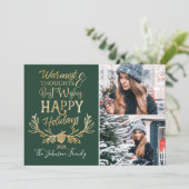 prettige feestdagen Foto's van de groene & goudfee Feestdagenkaart (Staand voorkant)