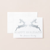 prettige feestdagen Fotoserie rendierroze roze roz Folie Kaarten (Voorkant met envelop)