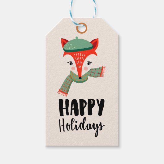 Prettige feestdagen Fox Cadeaulabel (Voorkant)