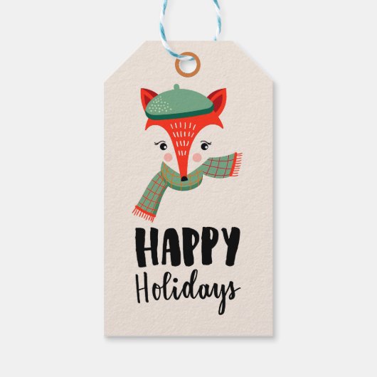 Prettige feestdagen Fox Cadeaulabel (Achterkant)