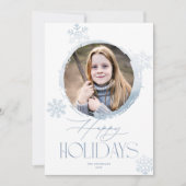 Prettige feestdagen Frosty Winter Snowflakes Blue Feestdagenkaart (Voorkant)