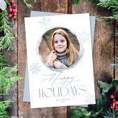 Prettige feestdagen Frosty Winter Snowflakes Blue Feestdagenkaart