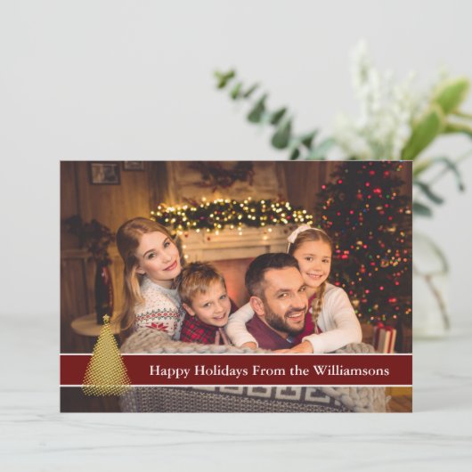 prettige feestdagen Full Card Gold-kerstboom Feestdagenkaart (Staand voorkant)