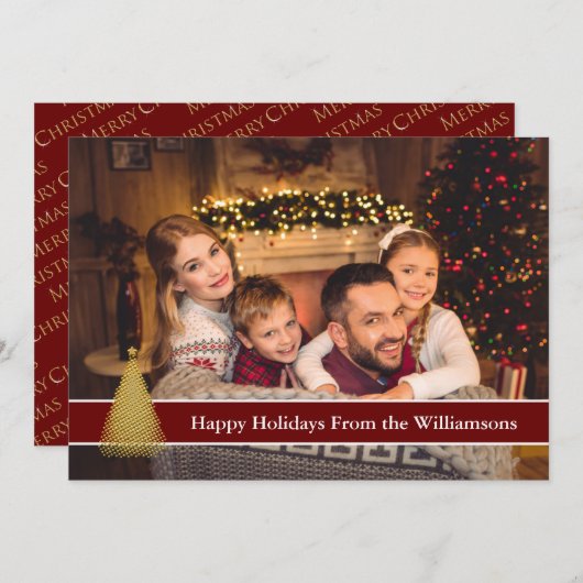 prettige feestdagen Full Card Gold-kerstboom Feestdagenkaart (Voorkant / Achterkant)