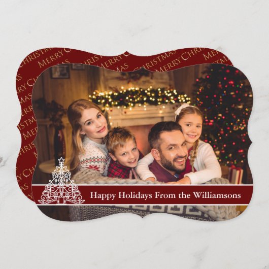 prettige feestdagen Full Card Photo White Tree Fan Feestdagenkaart (Voorkant / Achterkant)