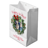 Prettige feestdagen Fun Christmas Wreath Photo Lij Medium Cadeauzakje (Voorkant Gekanteld)