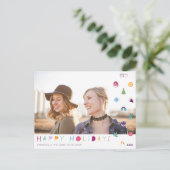 prettige feestdagen Fun kerst-emoji familie foto Briefkaart (Staand voorkant)