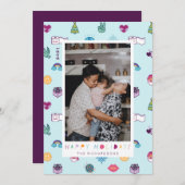 prettige feestdagen Fun kerst Emoji Pattern Foto Feestdagenkaart (Voorkant / Achterkant)