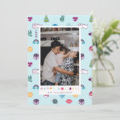 prettige feestdagen Fun kerst Emoji Pattern Foto Feestdagenkaart (Staand voorkant)