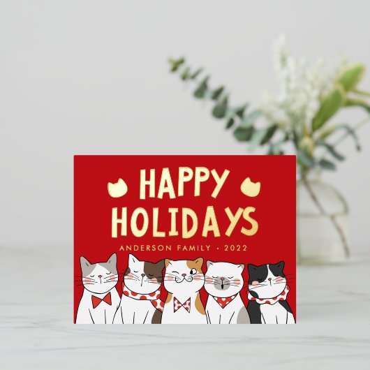 prettige feestdagen Funny Cute Cats Caroling (Staand Voorkant)