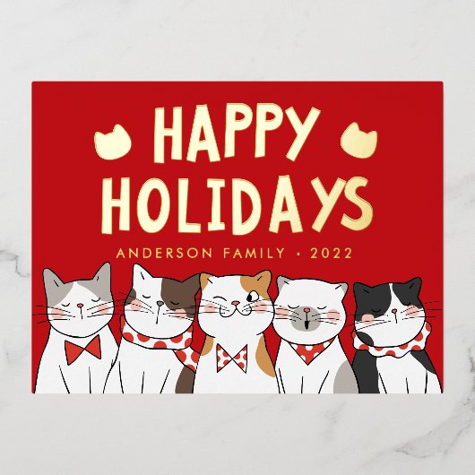 prettige feestdagen Funny Cute Cats Caroling (Voorkant)